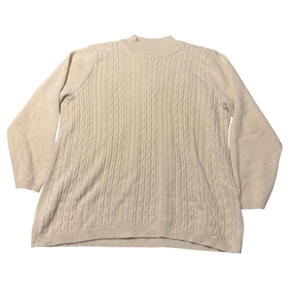 Napa Valley Cream Knit Sparkly Sweater Womens XXL Winter Fall Longsleeve